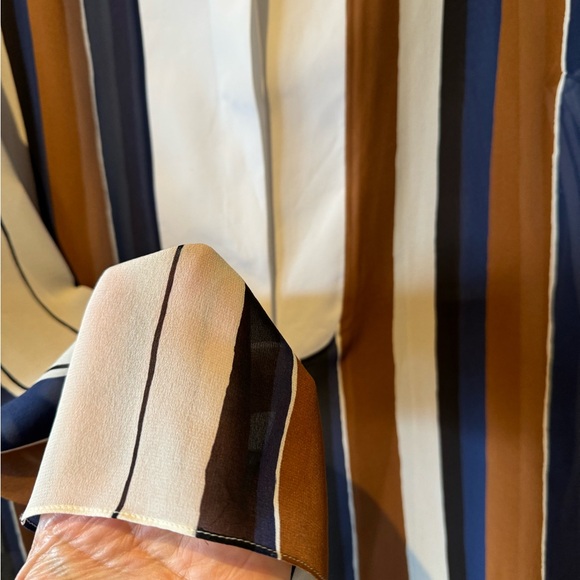 Giambattista Valli Multicolor Striped Contrast Bib Silk Blouse, Italy, Large - Picture 7 of 10